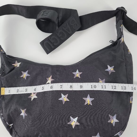BAGGU Medium Nylon Crescent Bag NWT | Black Star Print | Recycled Nylon - Picture 13 of 16